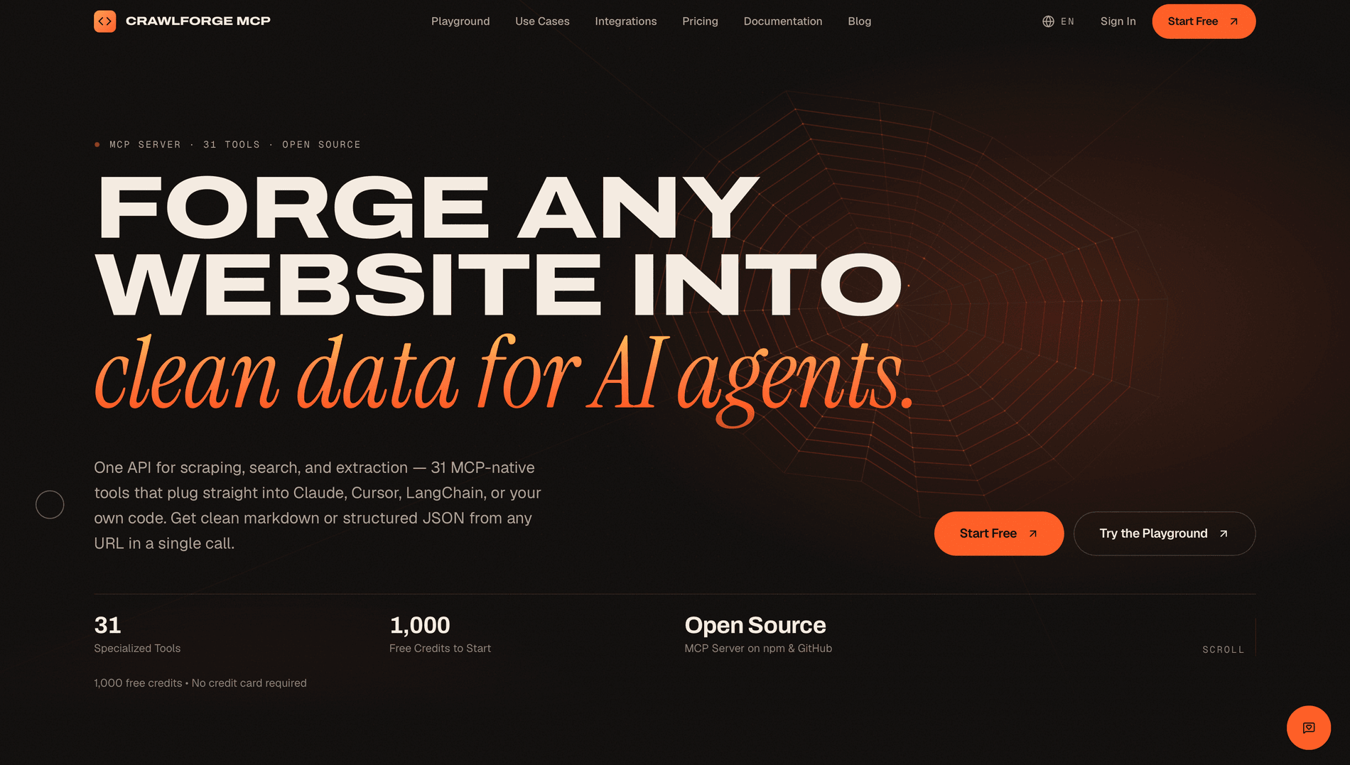 CrawlForge homepage