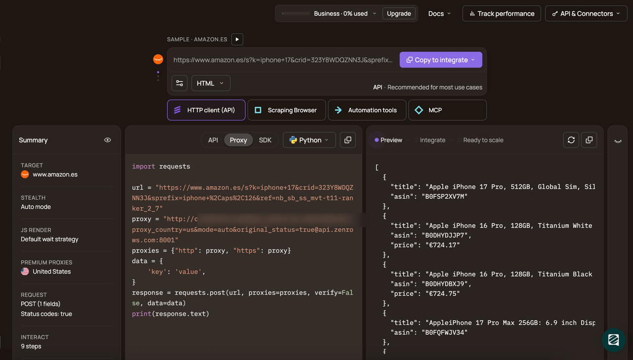 building a scraper with zenrows