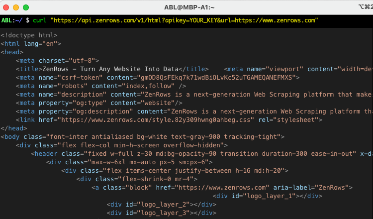 cURL HTML